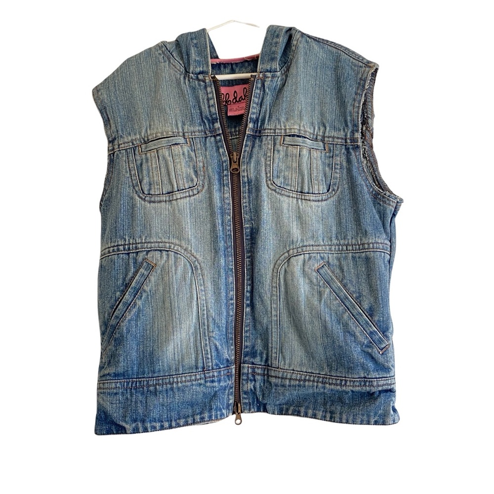 bb Dakota | Girls Denim Sleeveless Hoodie Size S